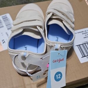 Cat & Jack Cream Canvas Kids Velcro Sneakers